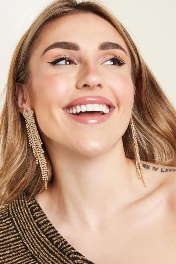 Strass oorbellen hart top - Holiday Essentials Zilver Koper - Afbeelding 2