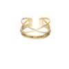 Ring steentjes met kruis - goud/multi