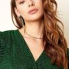 Strass oorbellen sierlijk detail - Holiday Essentials Green & Silver Koper - Afbeelding 4