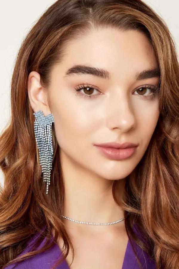 Strass oorbellen hart top - Holiday Essentials Zilver Koper - Afbeelding 3