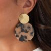 Statement oorbellen met print - goud/beige - Afbeelding 3