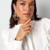 Statement oorbellen met print - goud/beige - Afbeelding 4