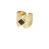 Ring blaadjes met ruit steen - goud/zwart