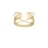 Ring steentjes met kruis - goud