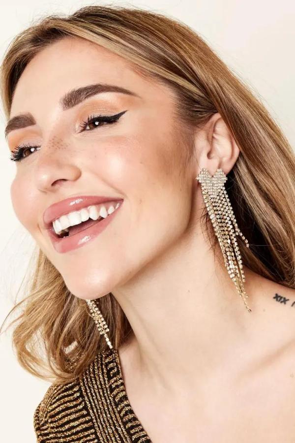 Strass oorbellen hart top - Holiday Essentials Zilver Koper - Afbeelding 4