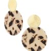 Statement oorbellen met print - goud/beige