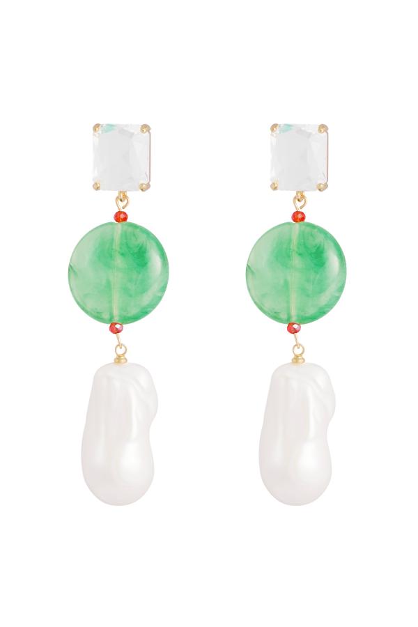 Oorbellen vintage parels | groen wit