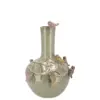 Tube vaas met Vogeltjes mosgroen 16x17cm