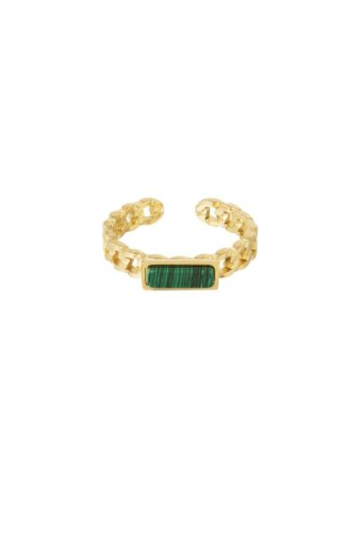 Ring schakels dunne steen - Goud kleur/fuchsia