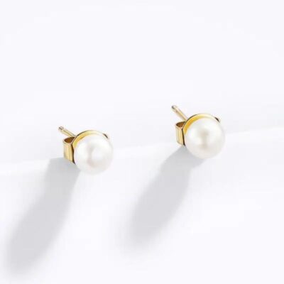 Stekertjes parels rvs - gold