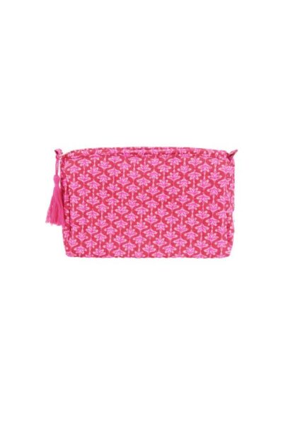 Bloemen make up tas rood-roze