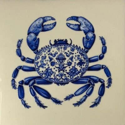 Tegeltje – delftsblauw krab creme/blauw