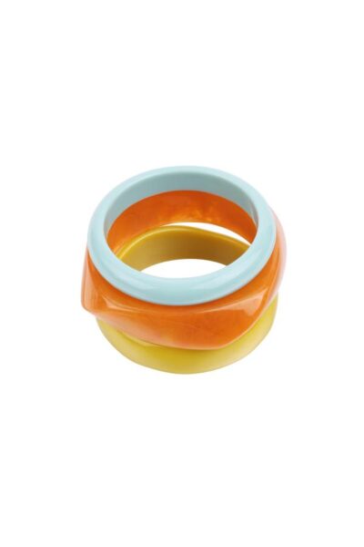 Armbanden blauw-oranje-oker