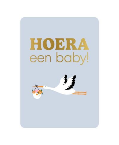 Wenskaart - Hoera een baby + ooievaar