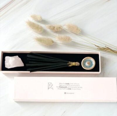 Wierook & Gemstone giftbox: Roos/Rozenkwarts