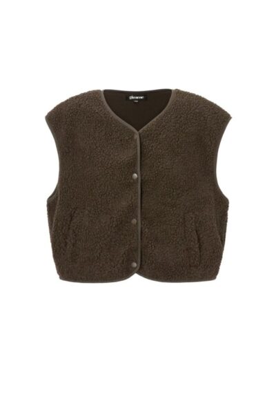 Teddy vest - donkerbruin L/XL