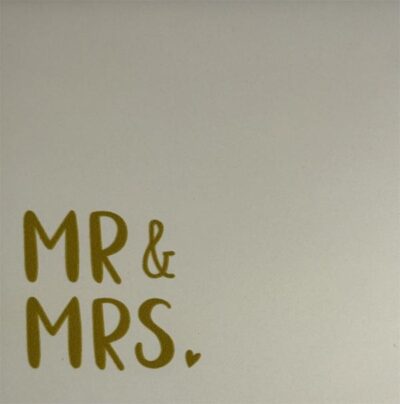 Tegeltje – mr & mrs creme/goud