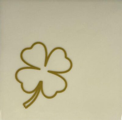 Tegeltje – klavertje creme/goud