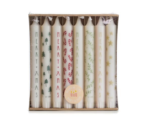 Giftbox dinerkaarsen Merry Christmas