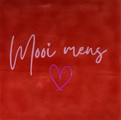 Tegeltje – mooi mens rood/warmroze