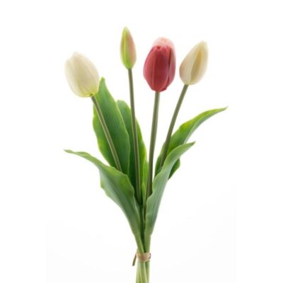 Real Touch Tulip x5 L36cm Pink/Creme
