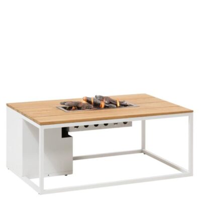 Cosiloft 120 vuurtafel white / teak